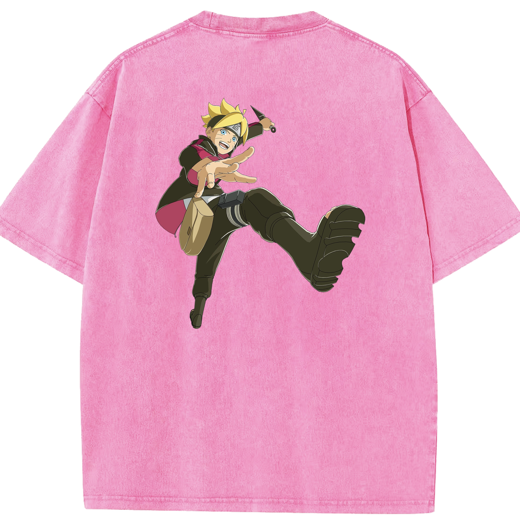 （画像用） NARUTO -ナルト- うずまき ボルト Uzumaki Boruto 綿100% ヴィンテージ風 半袖Tシャツ（背面プリント）